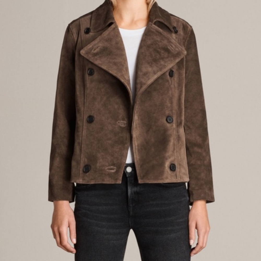 AllSaints brown suede Deebee blazer